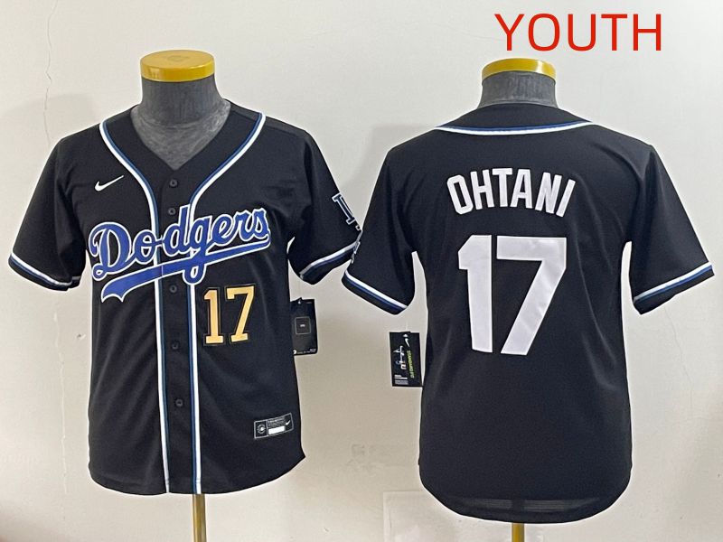 Youth 2025 Los Angeles Dodgers #17 Ohtani Black Three generations Fashion Nike MLB Jersey style 5->youth mlb jersey->Youth Jersey